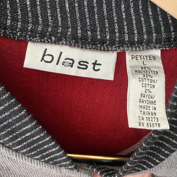 Blast Button-Up Cardigan Womens Size L Gray Embroidered Animal Striped Cotton B - Picture 2 of 16